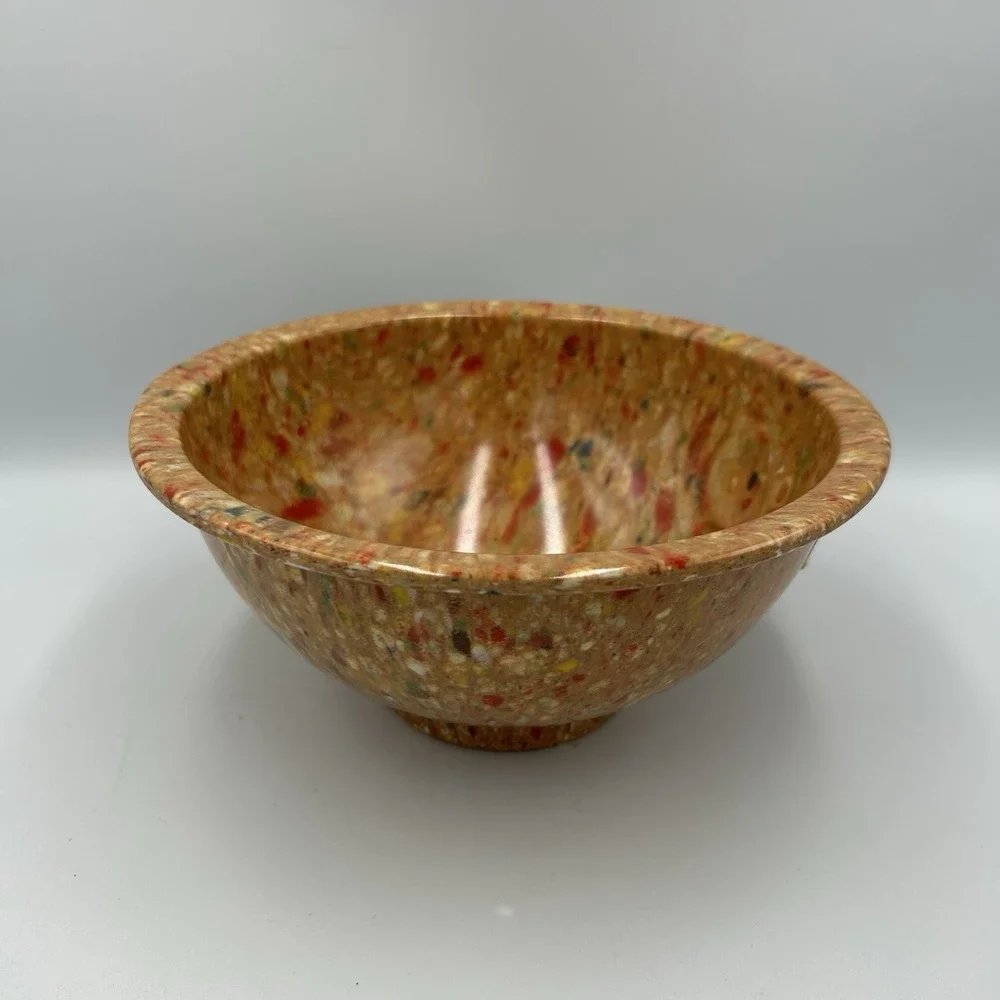 Vintage Confetti Melamine Mixing Bowl 8 Inch #111 Orange Brown Speckled